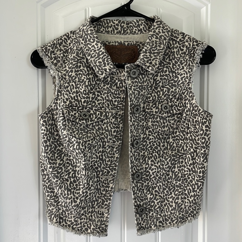 Y2K Printed Cropped Denim Vest